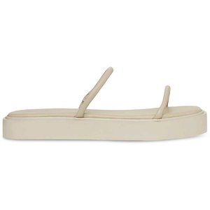 St. Agni Womens Taupe Leather Platform Sandals Shoes